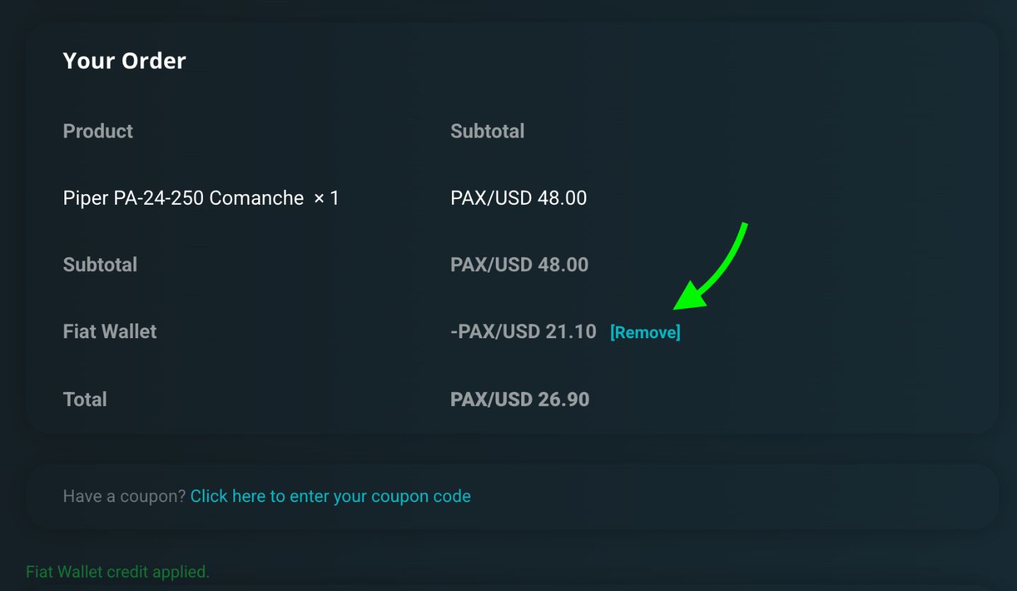 Remove Fiat Wallet Credit