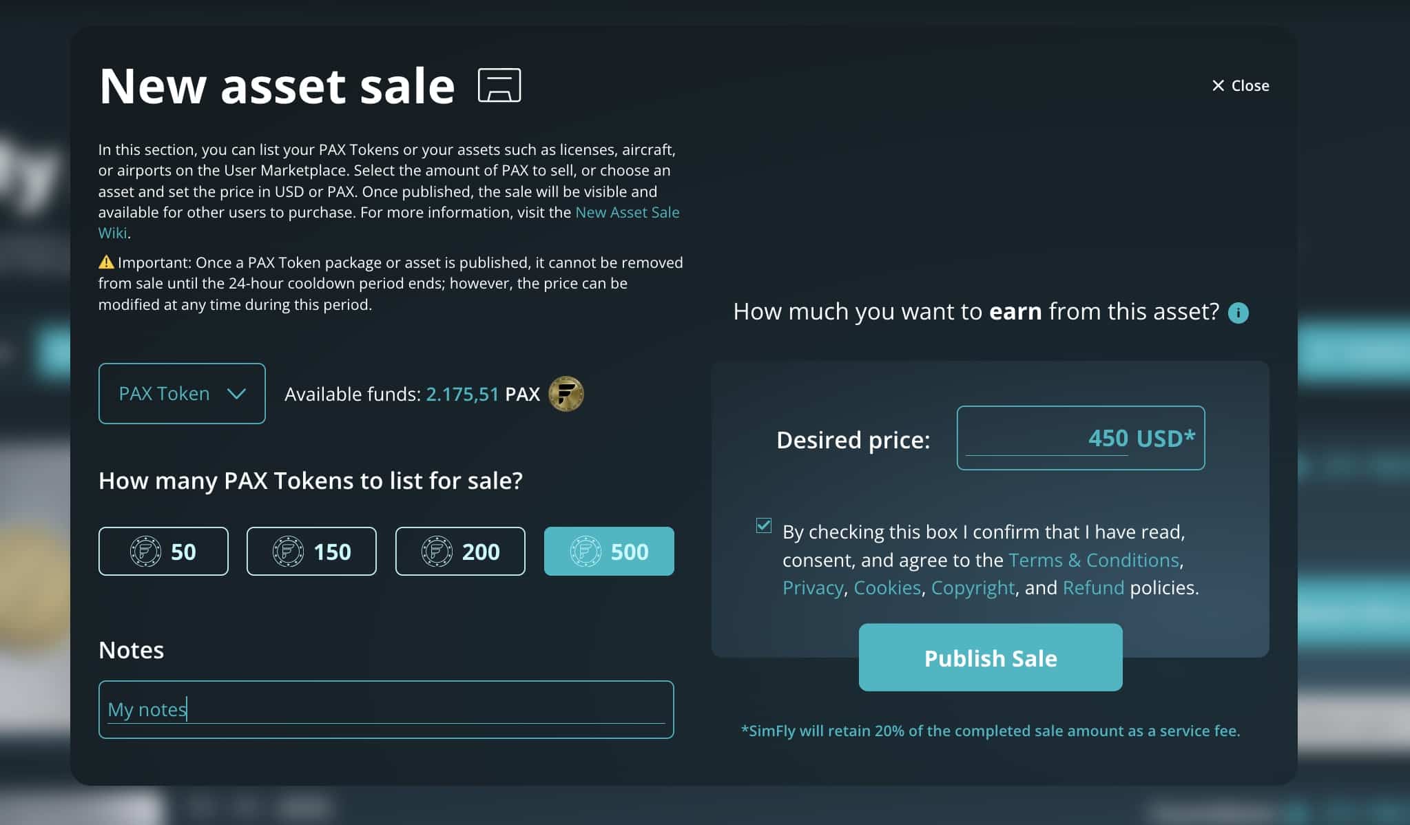 New asset sale