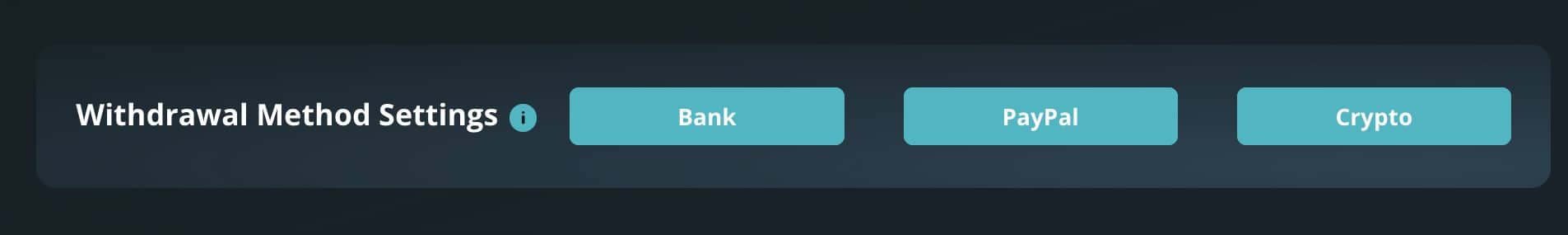 Withdrawal Method Settings